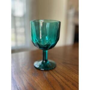Vintage Bartlett Collins Dart Teal Water Goblet – 6" Starburst Base 1970s